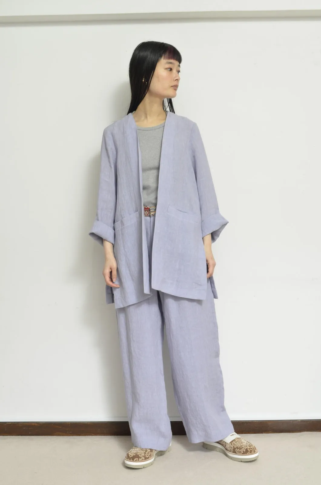 NO-COLLAR JK_LINEN 00/PURPLE