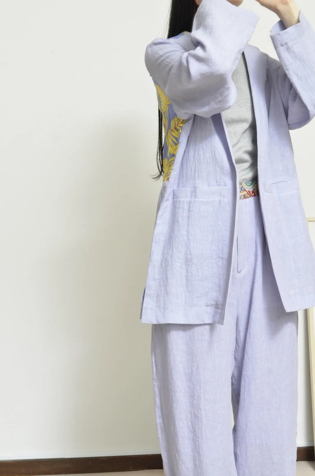 NO-COLLAR JK_LINEN 00/PURPLE