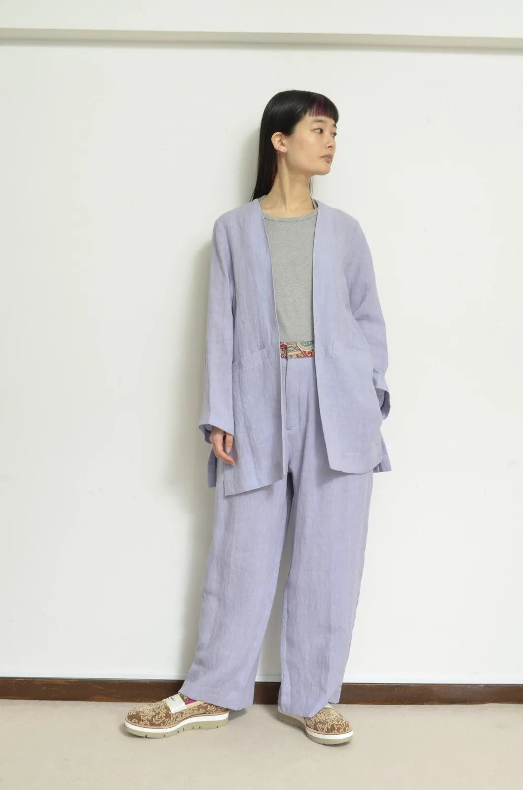 NO-COLLAR JK_LINEN 00/PURPLE