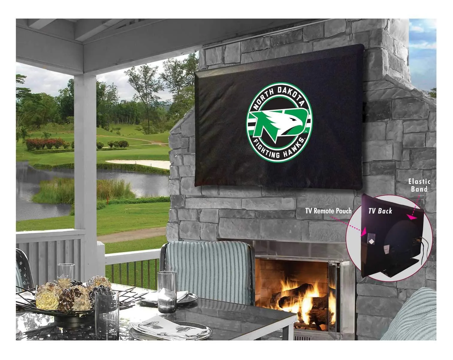 North Dakota Fighting Hawks Breathable Water Resistant Vinyl TV Cover