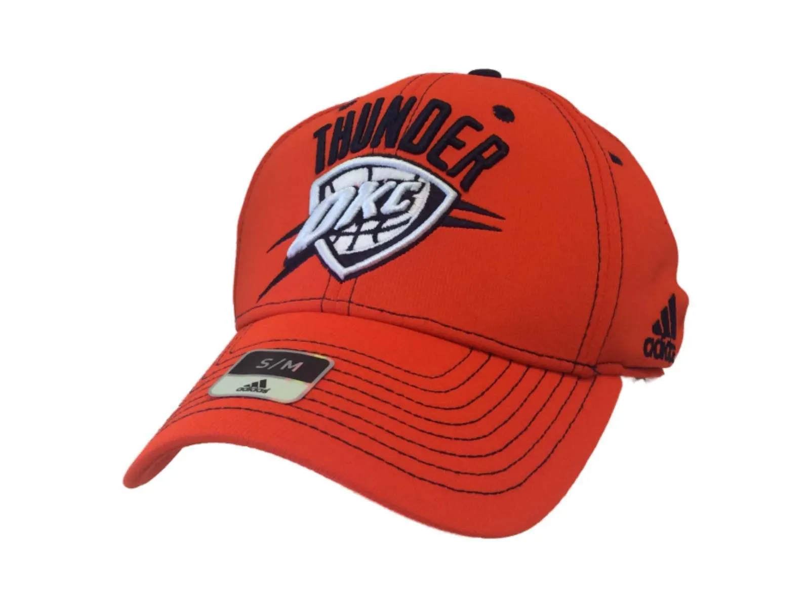 Oklahoma City Thunder Adidas Orange Structured Flexfit Superflex Hat Cap (S/M)