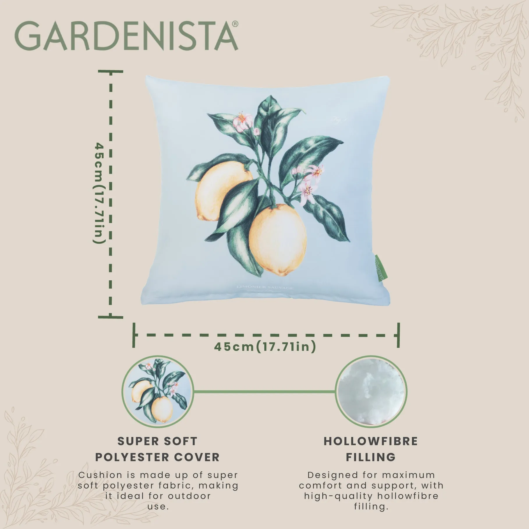 Outdoor Water Resistant Limonier Cushions | Garden Printed Pillow