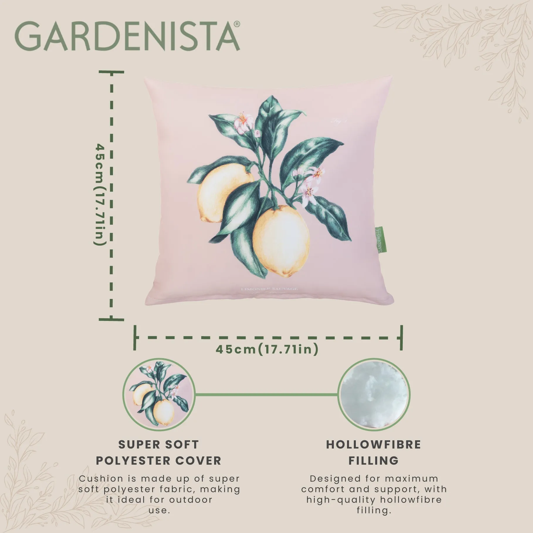 Outdoor Water Resistant Limonier Cushions | Garden Printed Pillow