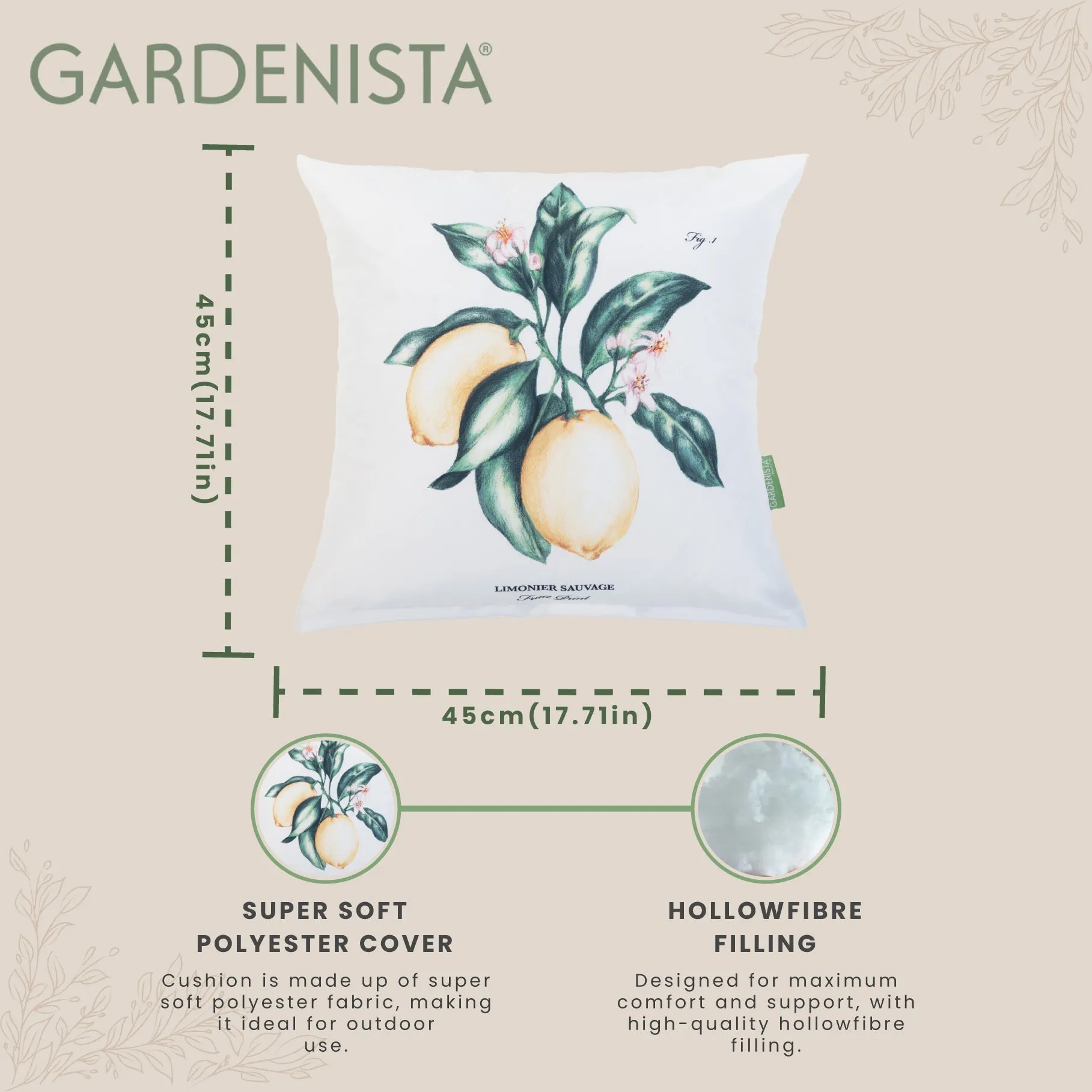 Outdoor Water Resistant Limonier Cushions | Garden Printed Pillow