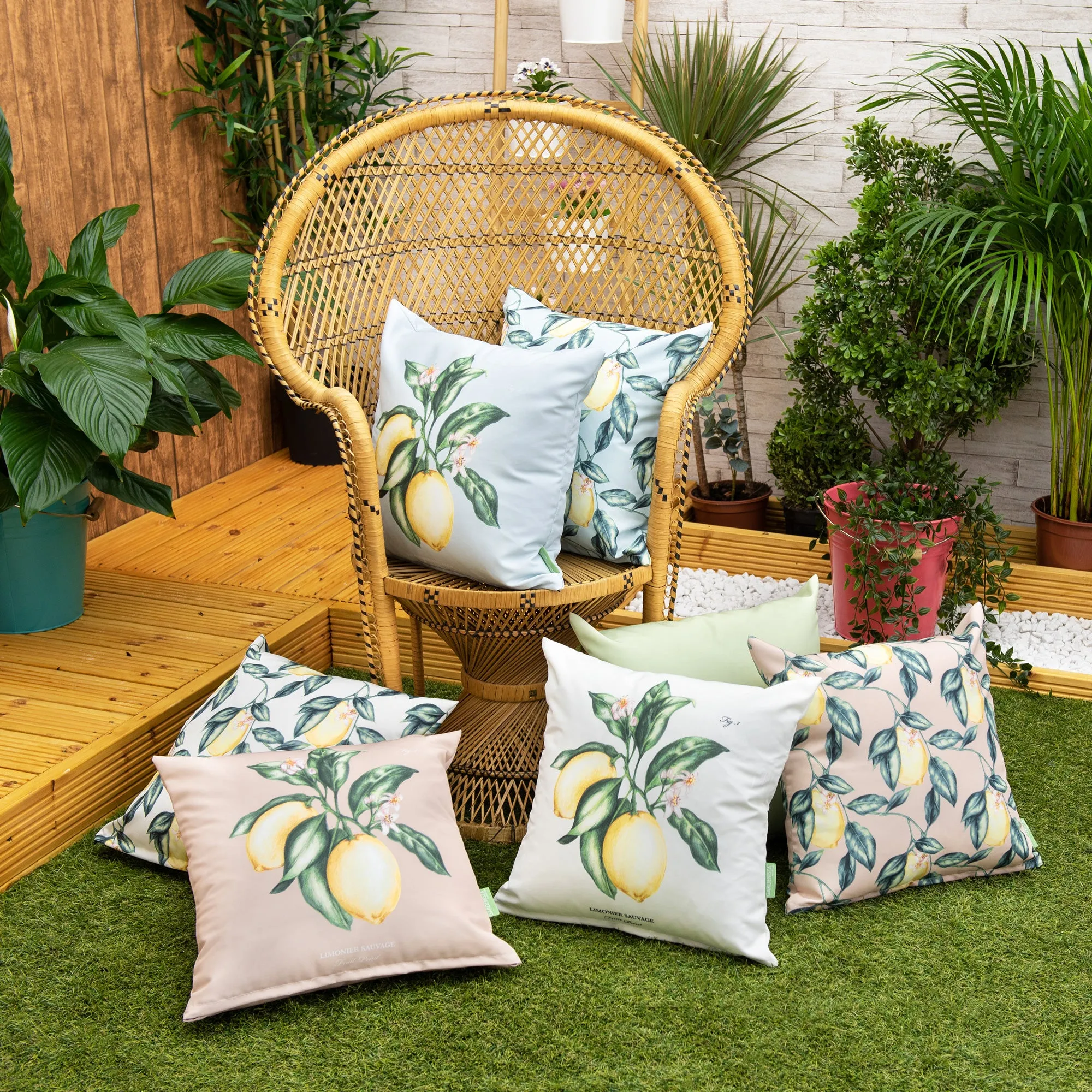 Outdoor Water Resistant Limonier Cushions | Garden Printed Pillow