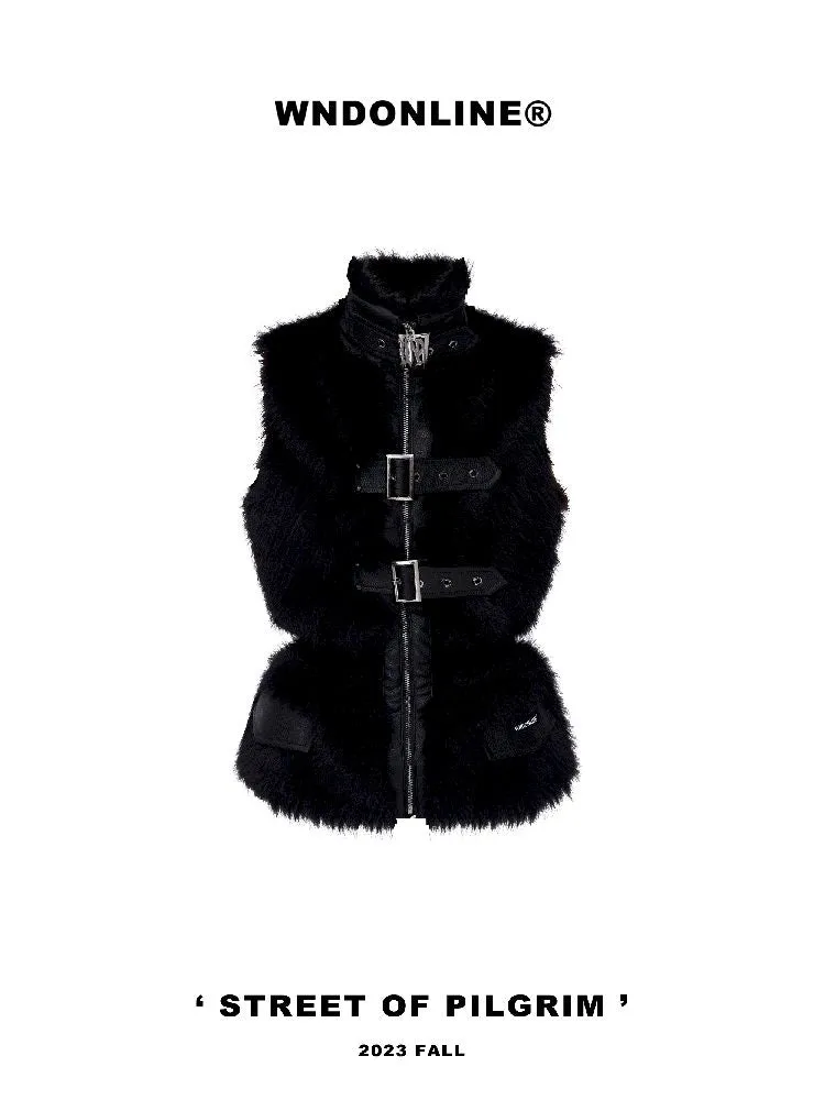 Patchwork velvet fur vest【s0000004764】