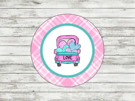 Pink Plaid Vintage Truck Door/Wreath Sign