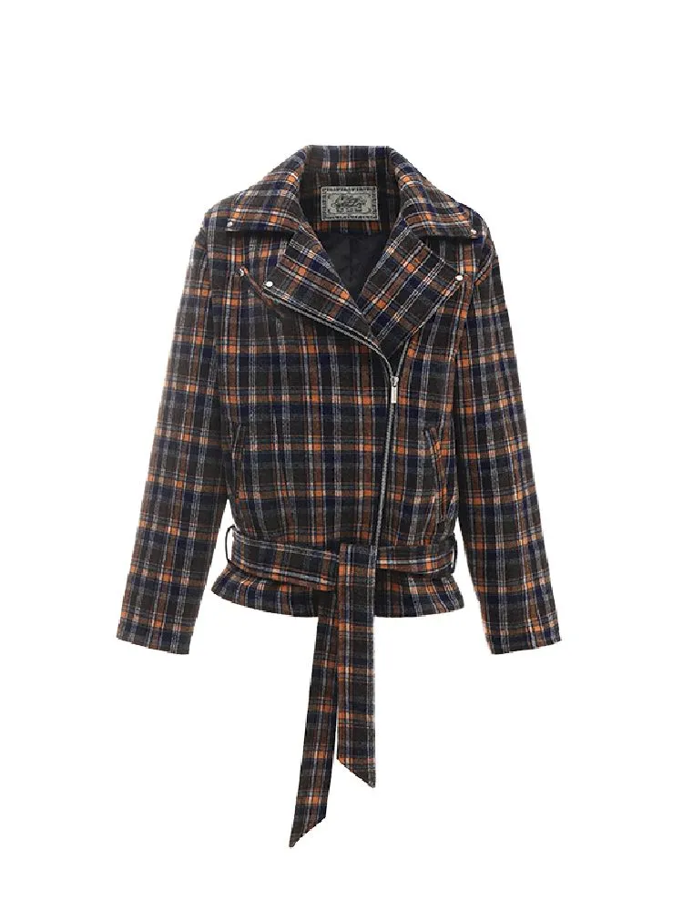 Plaid tweed biker suit【s0000010641】