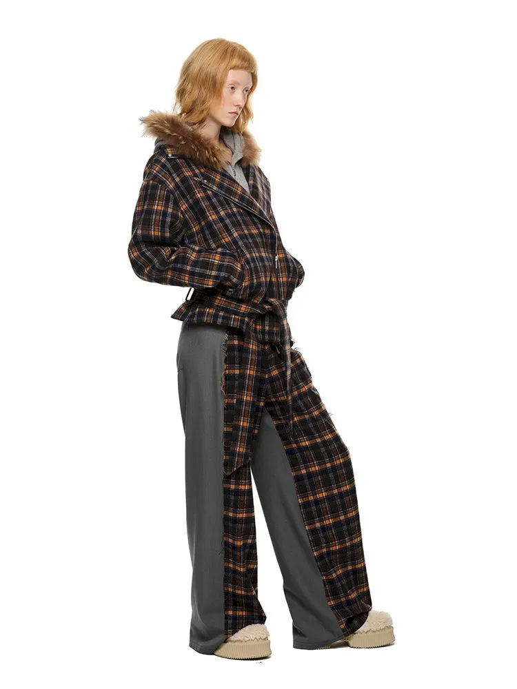 Plaid tweed biker suit【s0000010641】