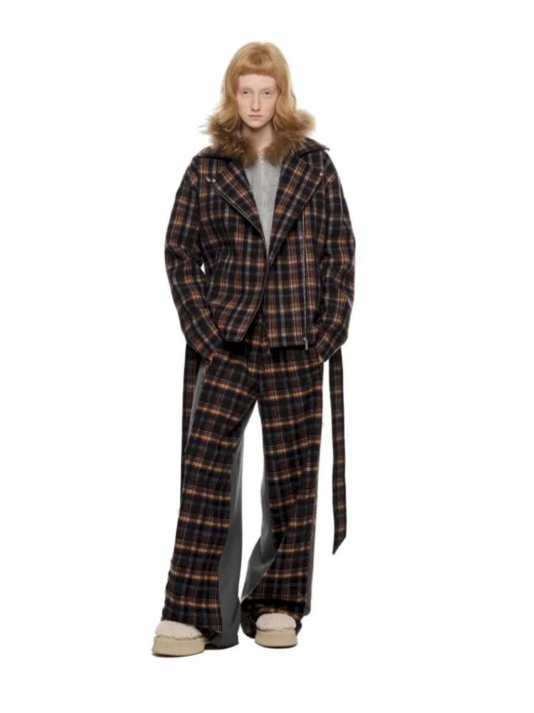 Plaid tweed biker suit【s0000010641】