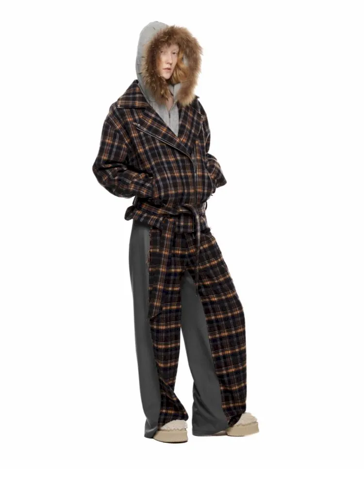 Plaid tweed biker suit【s0000010641】