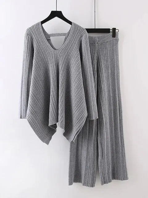 Pre Order:  Backless Sweater   Wide Leg Knit Set