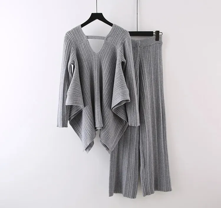 Pre Order:  Backless Sweater   Wide Leg Knit Set