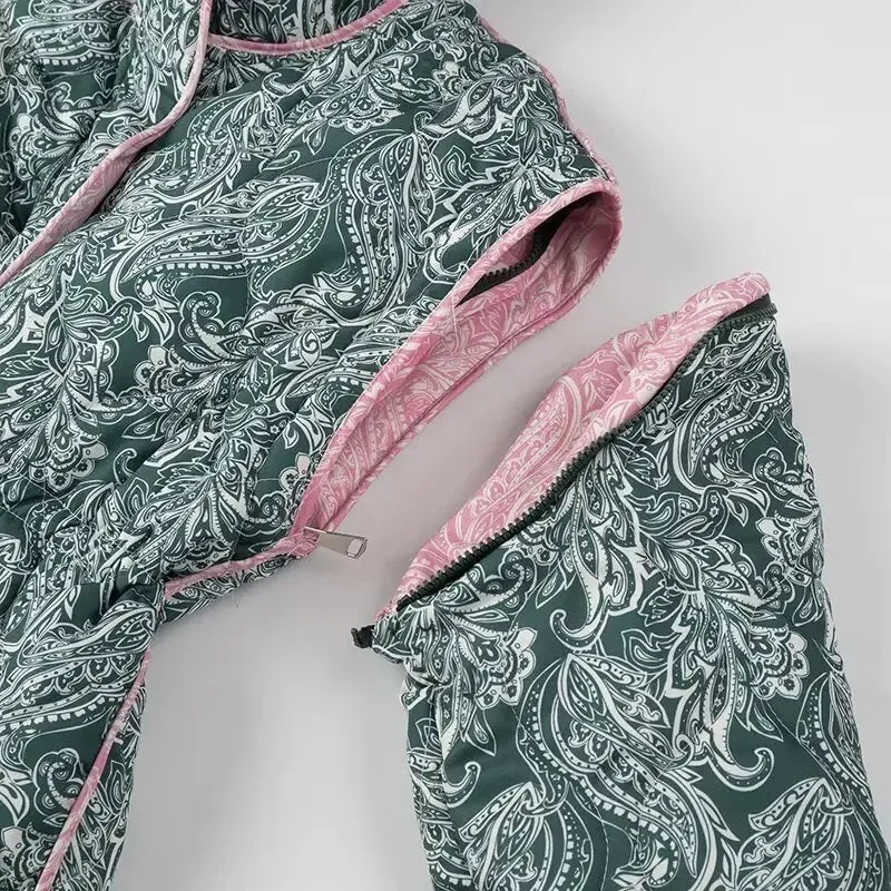 Pre Order:  Paisley Removable Sleeves Zip-Up Jacket