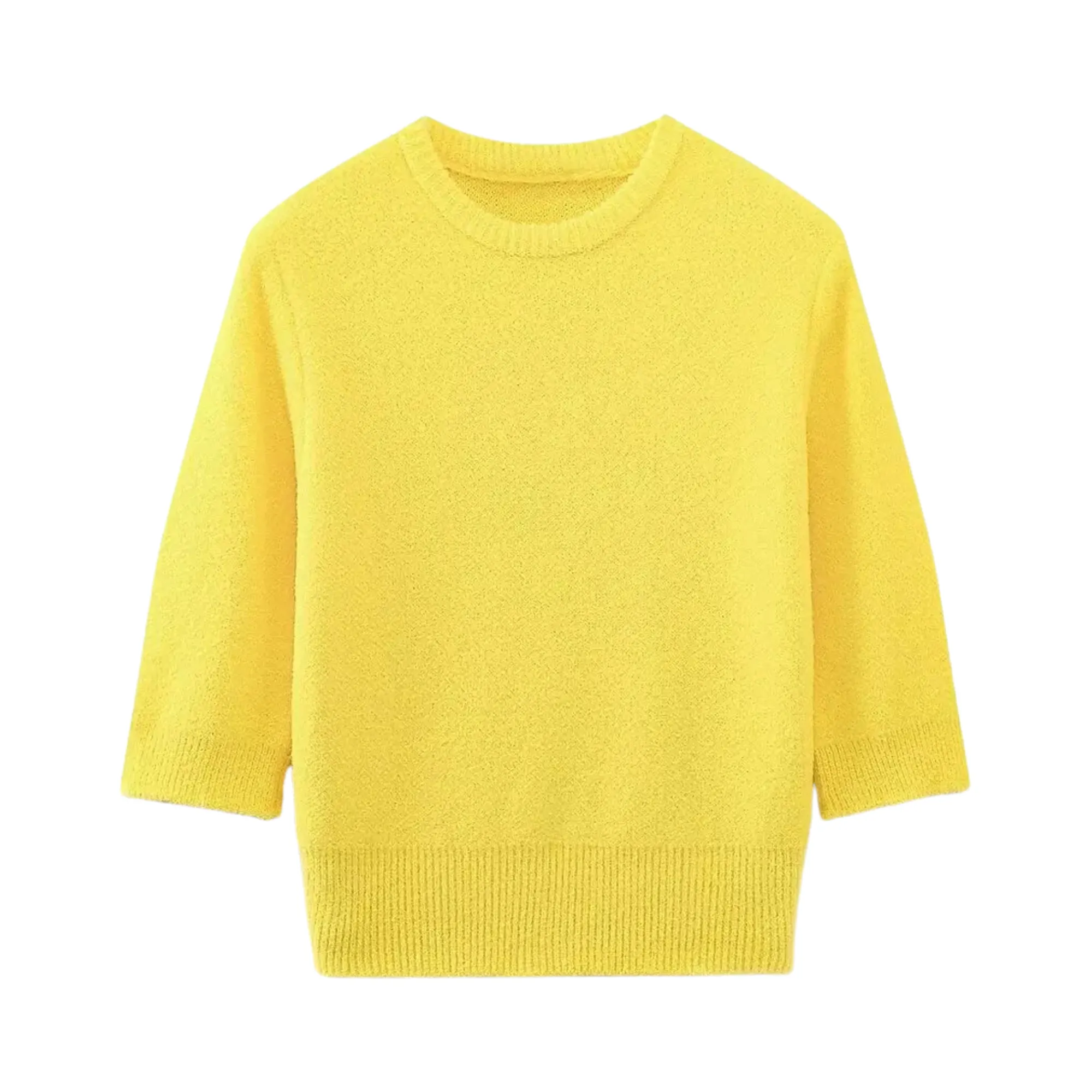 Pre Order:  Ribbed Trim Knitted Cropped Sweater