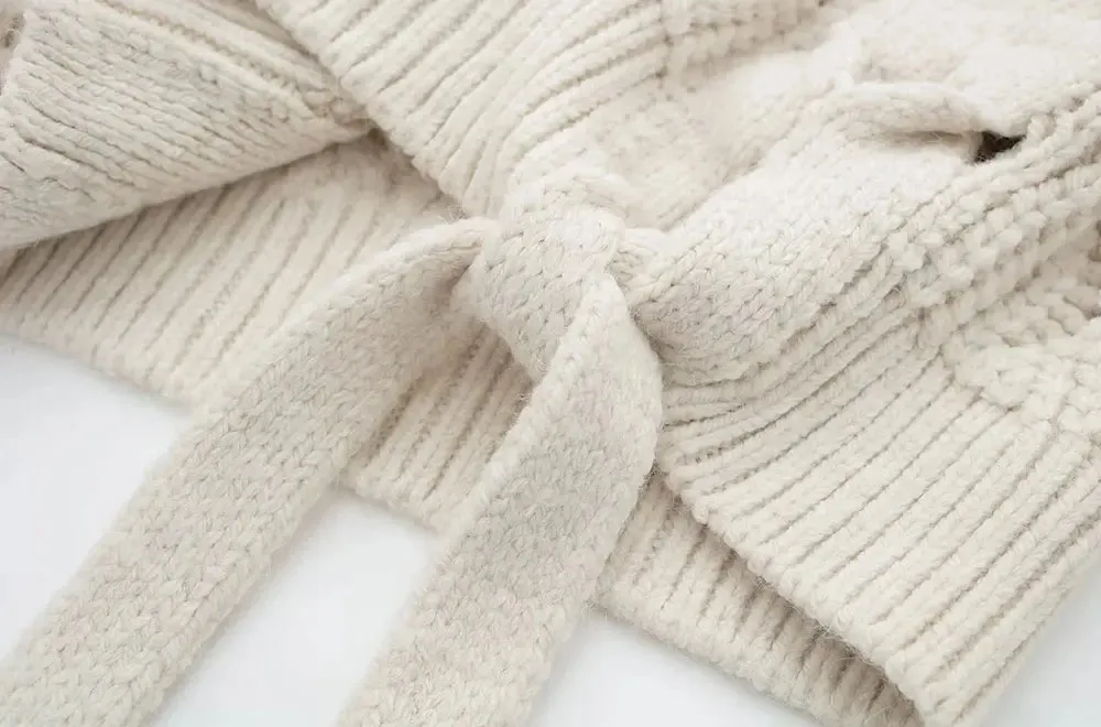 Pre Order:  Side Tie Cable Knit Sweater