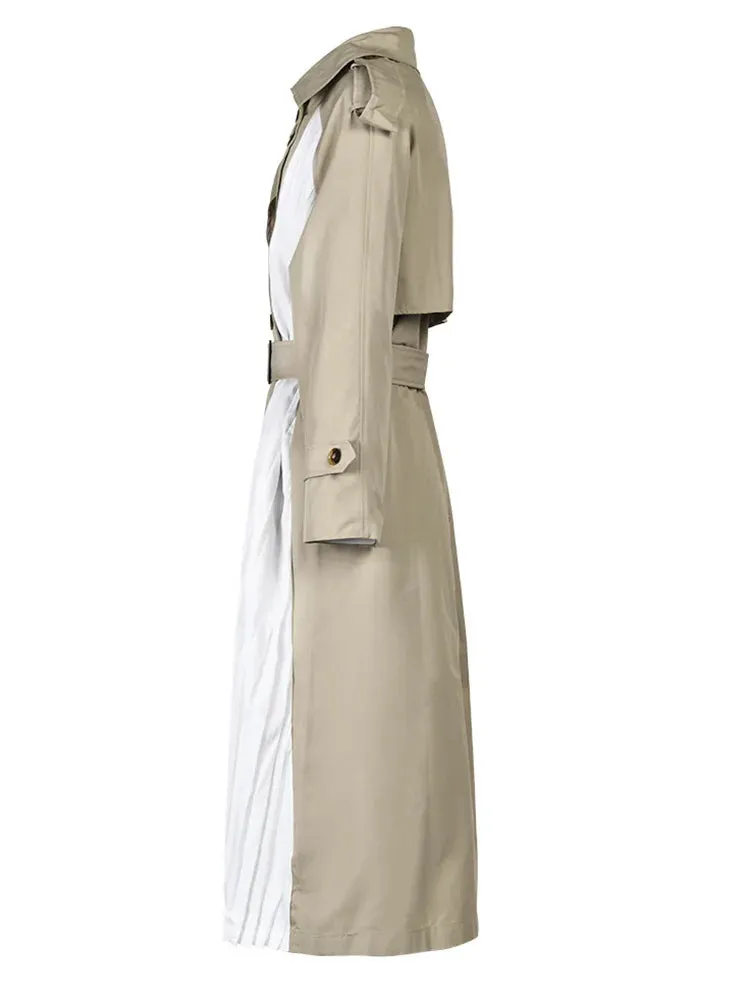 Pre Order:  Spliced Pleated Belted Trench Coat