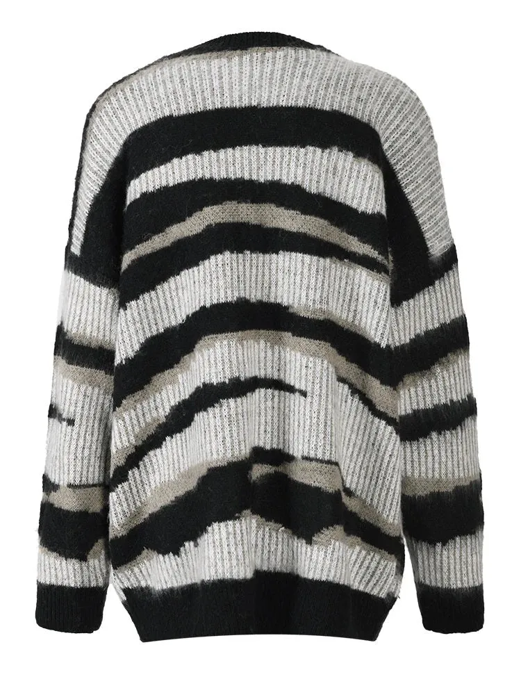 Pre Order:  Teardrop Rhinestones Striped Knit Sweater