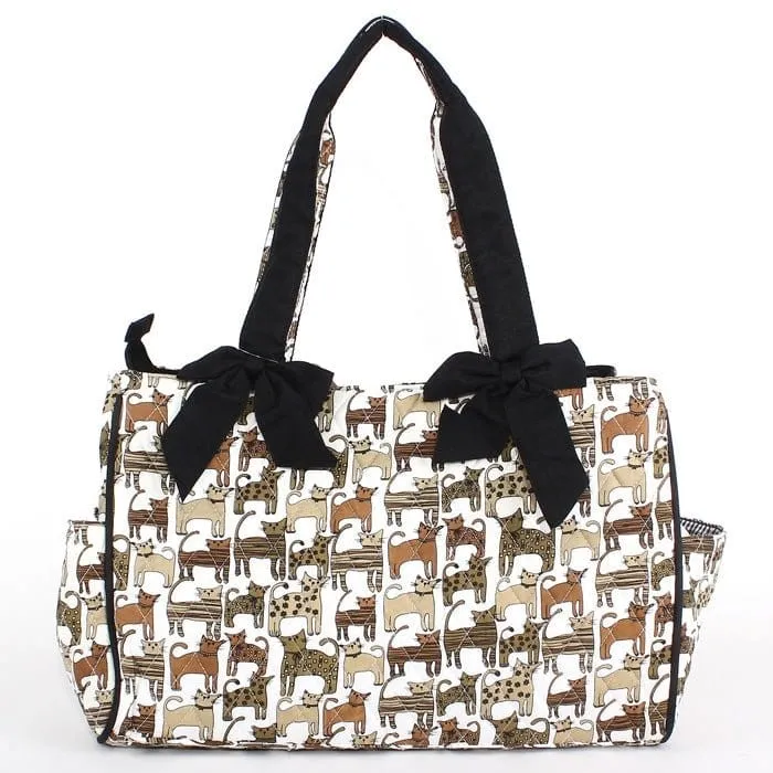 QCD2703 Quilted Cat Print Diaper Bag