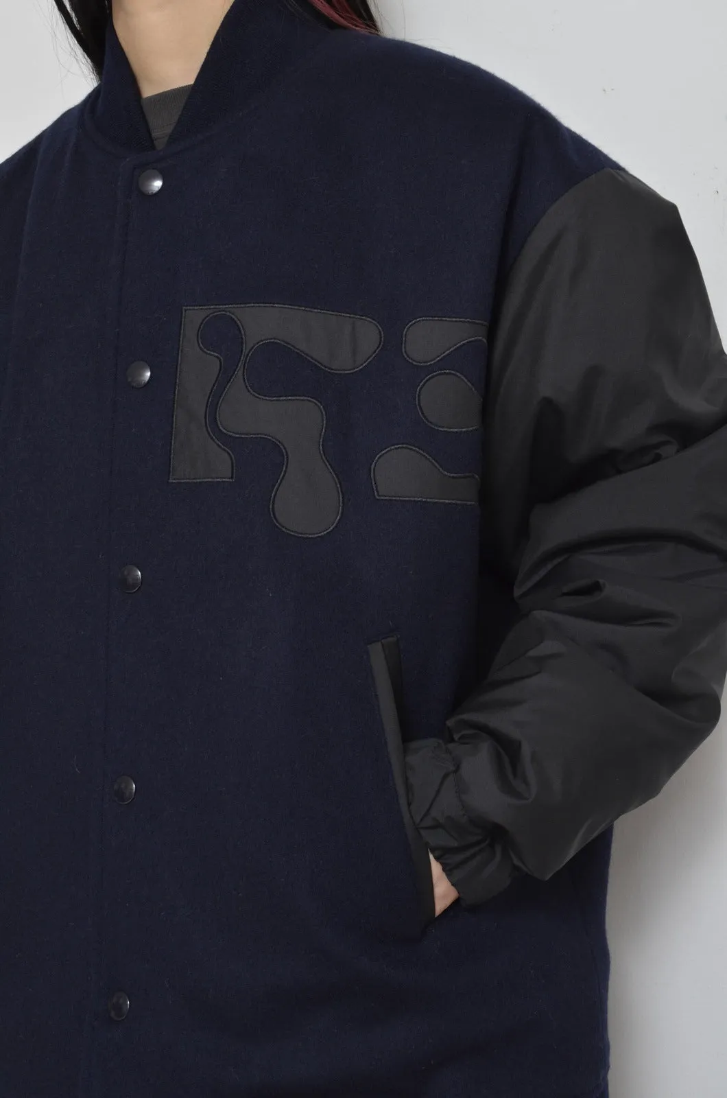 REMIX MELTON LAYER STADIUM JACKET/NAV/01