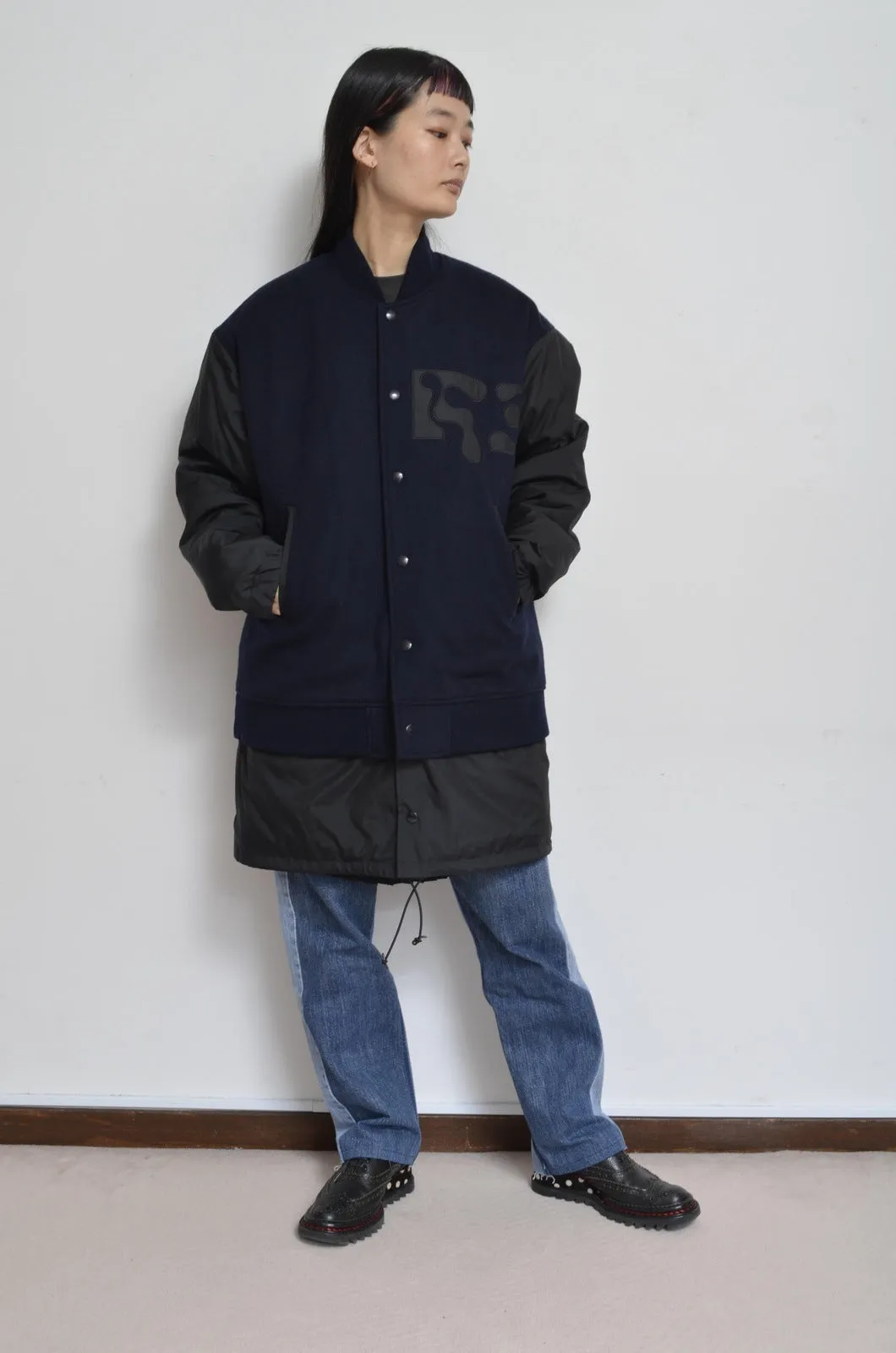 REMIX MELTON LAYER STADIUM JACKET/NAV/01