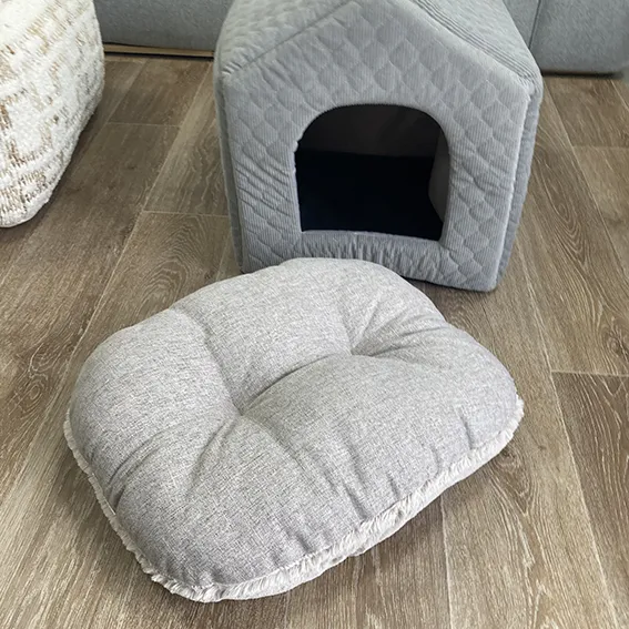 SAMPLE SALE: Quilted Material Grey Cat House