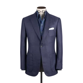 Single Breasted Notch Lapel Jacket in Navy Anniversary Wool