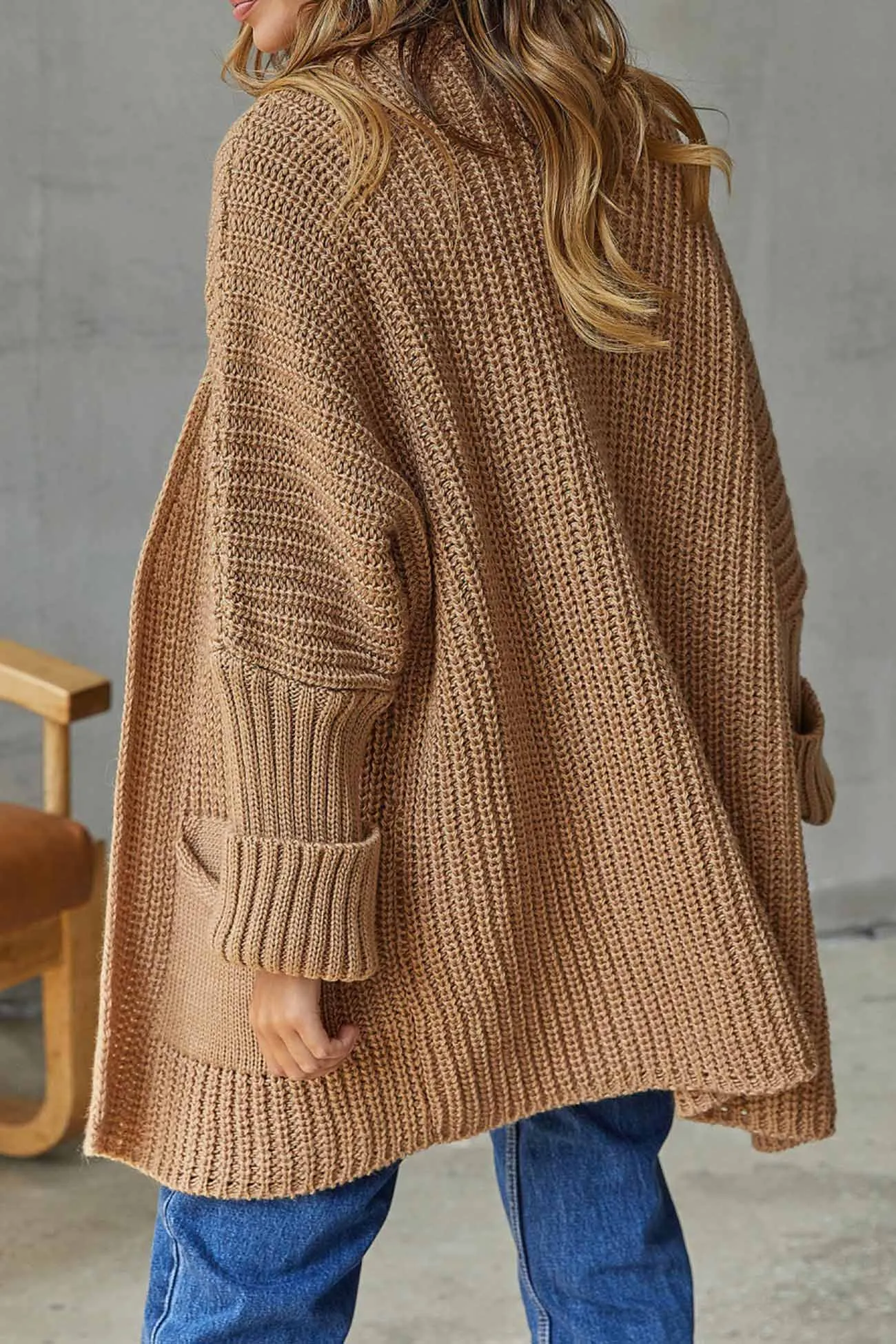 Solid Open Front Long Cardigan