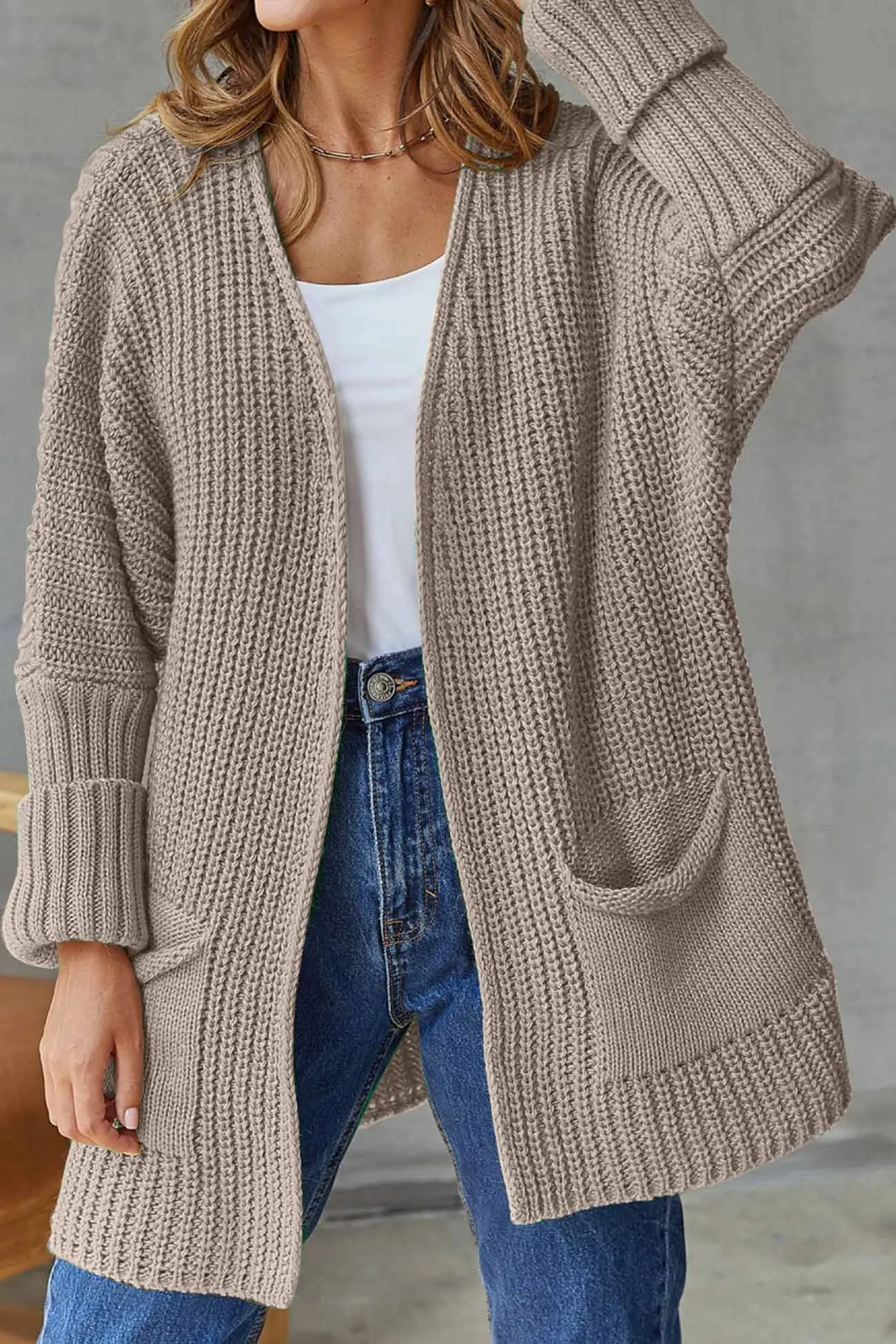 Solid Open Front Long Cardigan