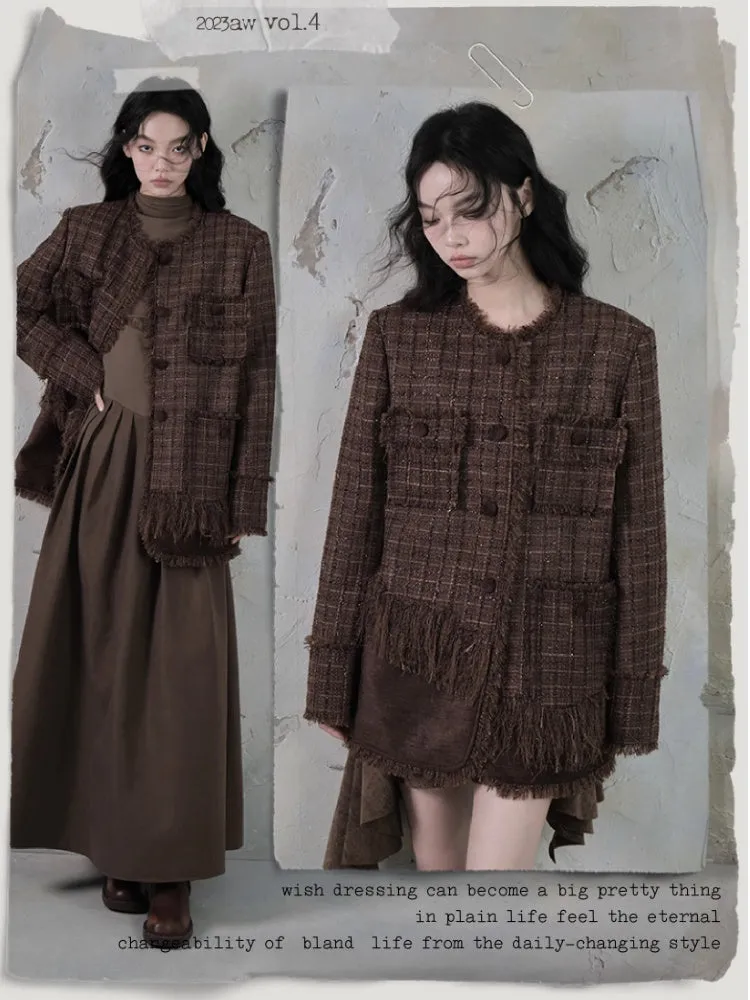 Tweed Loose Tassel Short Coat【s0000004389】