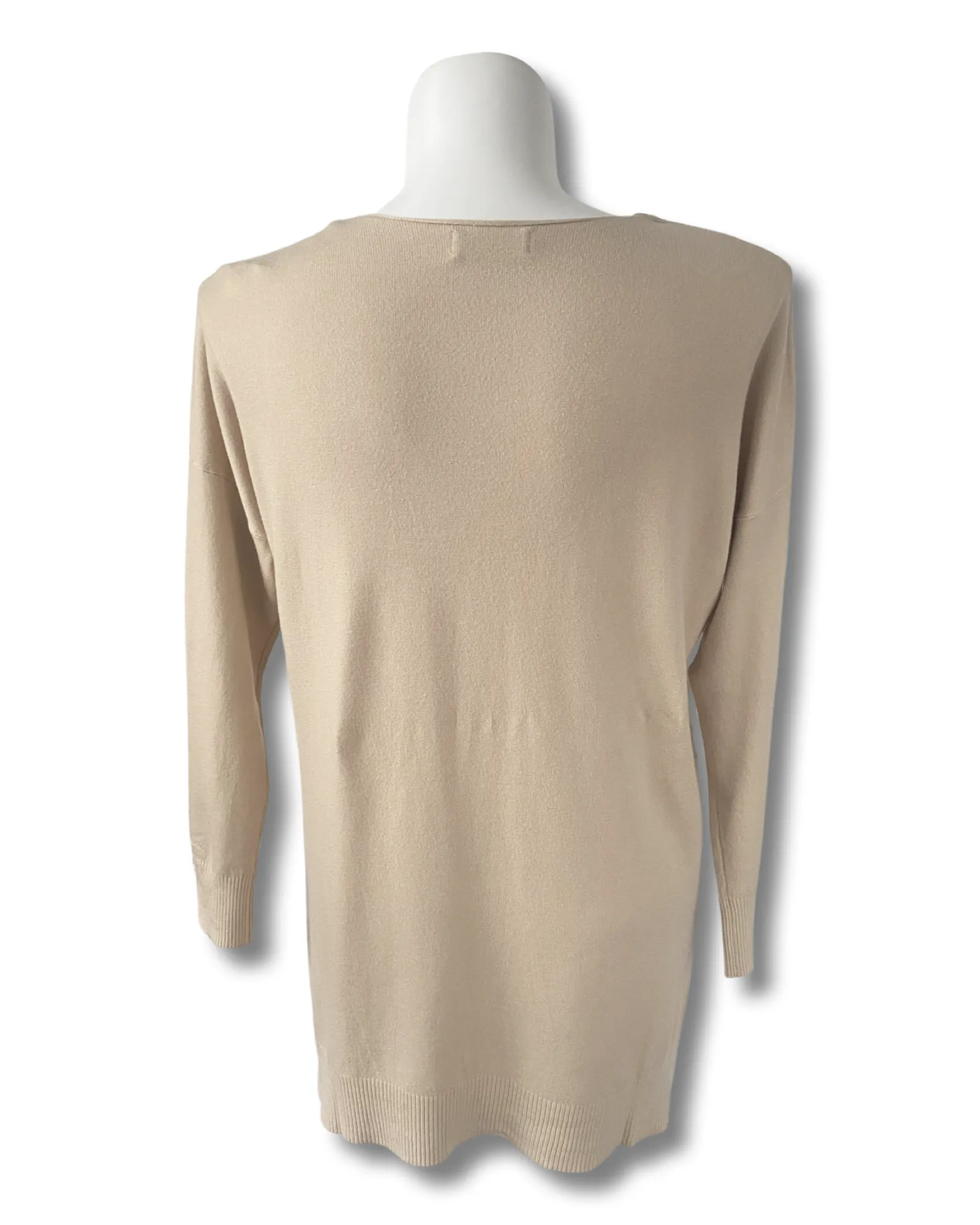 V-Neck Center Seam Viscose Sweater in Sand