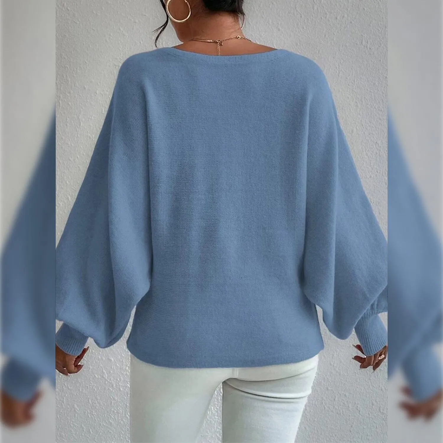 Women's Pullover Sweater Jumper Ribbed Knit Oversized Crew Neck