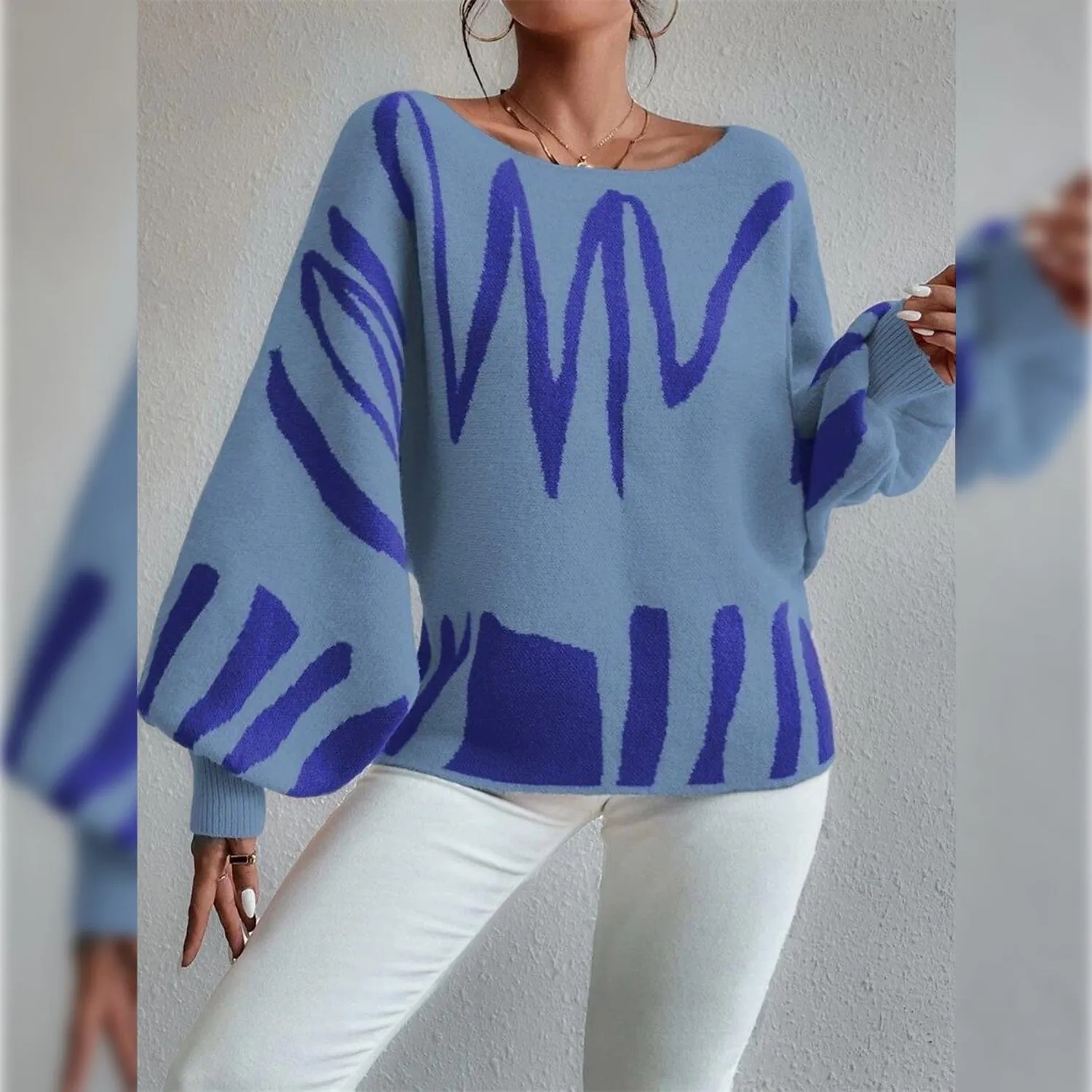 Women's Pullover Sweater Jumper Ribbed Knit Oversized Crew Neck